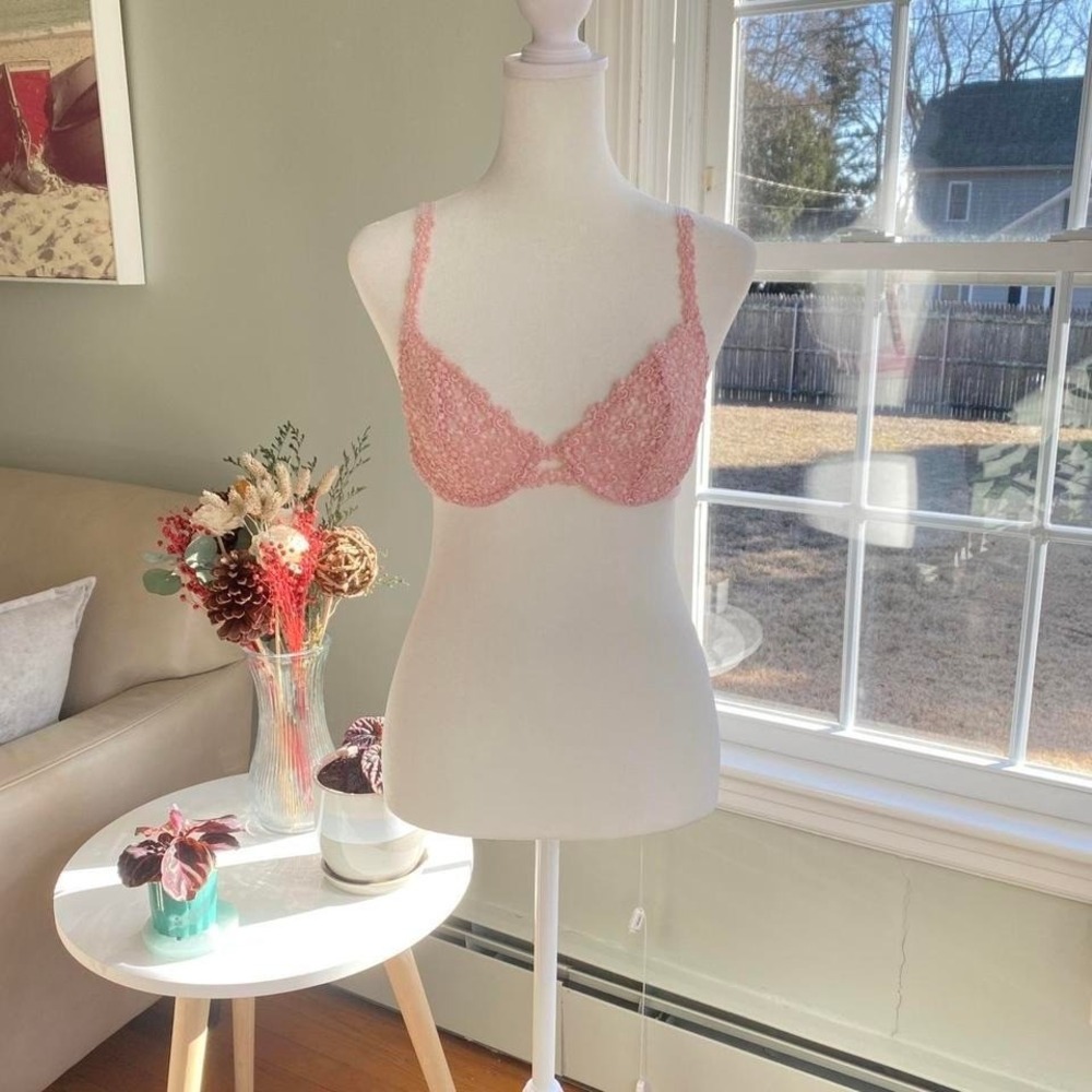 Felina Balconette Bra Size 34B Bubblegum‎ Pink Embroidered Underwire Fairy